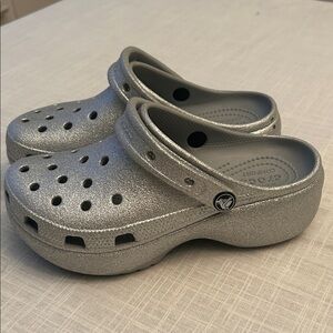Sparkly Silver Crocs Clogs